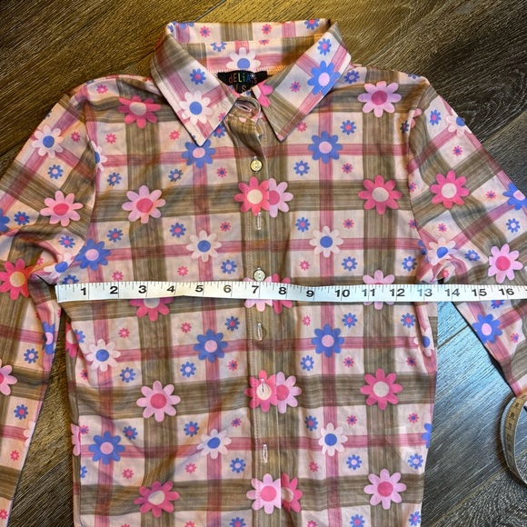 Delia’s by Dolls Kill Floral Plaid Women's blouse - Picture 7 of 7